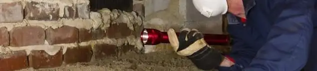 Pest control technician inspecting a crawl space for ant activity and entry points in St Paul, MN